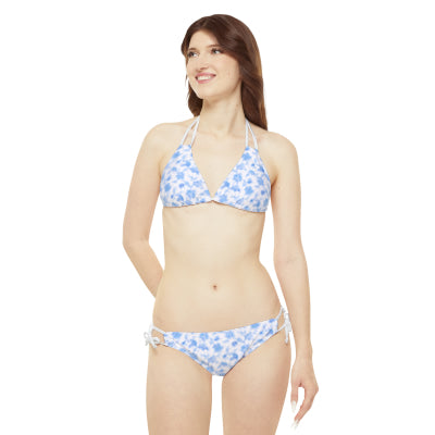 Blue and White Bikini Set