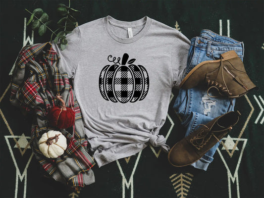 Fall Pumpkin Shirt, Plaid Pumpkin Shirt